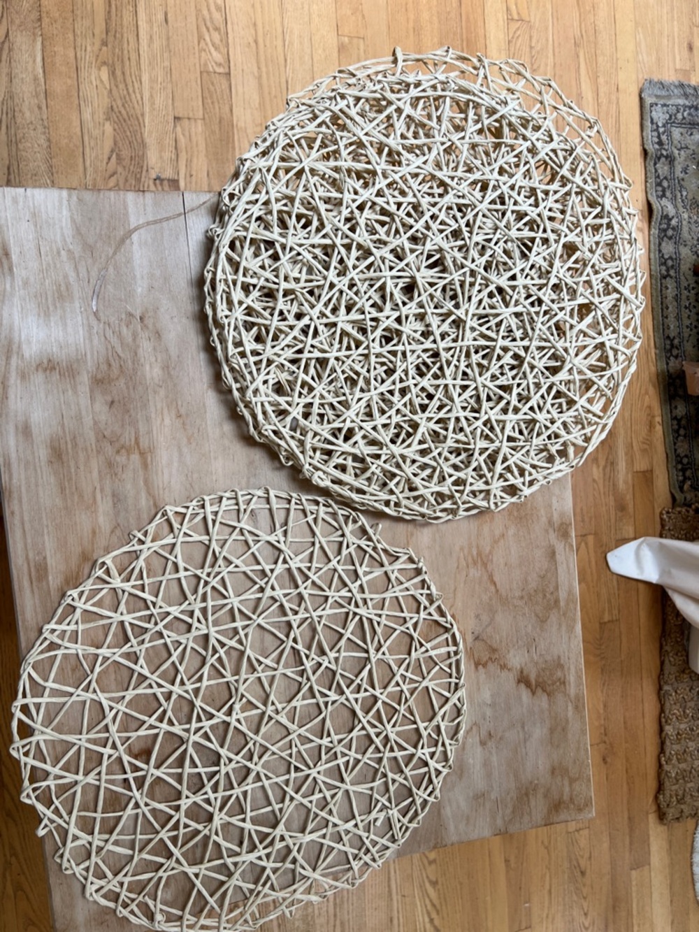 Round Woven Rattan Placemats - Set of 2 - Natural